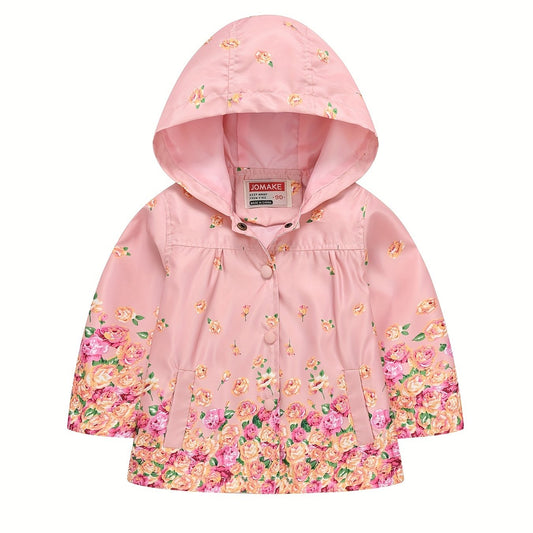 Kids Girls Floral Hooded Jacket