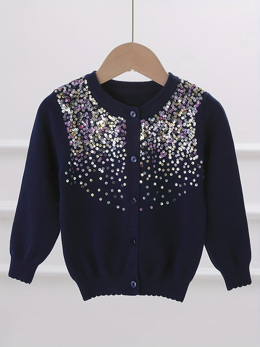 Girls' Sequin Button Down Cardigan Sweater Top