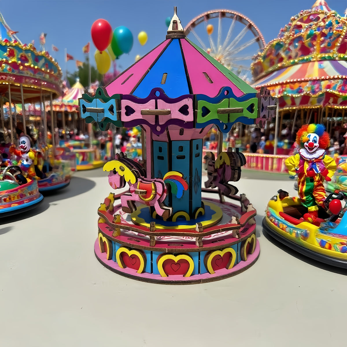 Colorful 3D Ferris Wheel Wooden Puzzle Kit 177 Small Parts Home Decor Gift