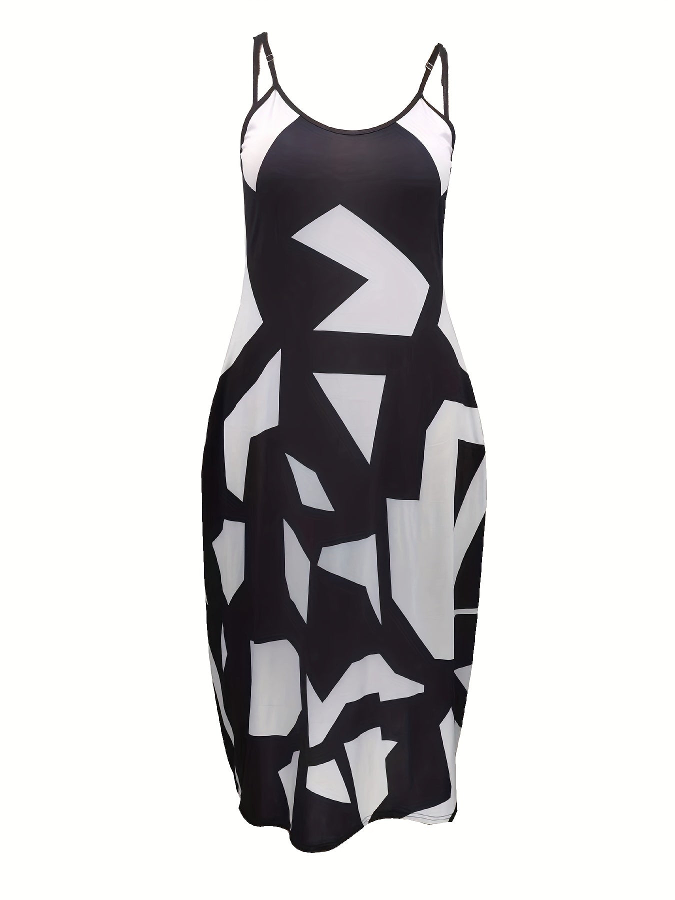  Colorblock Geo Print Maxi Cami Dress
