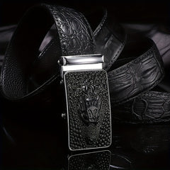 Crocodile Pattern Leather Belt Men's Cowhide Automatic Buckle