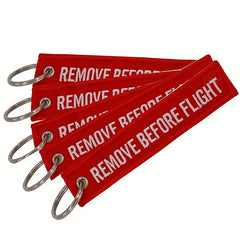 3PCS Remove Before Flight Aviation Embroidery Key Tag Key Chain Red