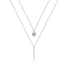 Geometric Shape Rhinestone Double Layer Necklace