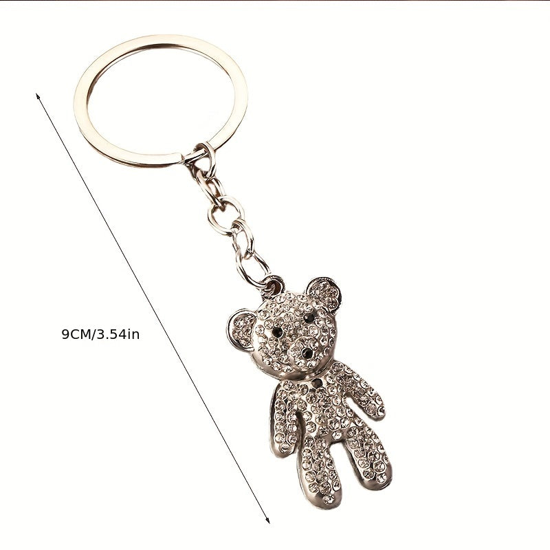 Sparkling Diamond Bear Key Ring Men's Gift Pendant