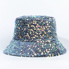 Y2K Laser Sequins Bucket Hat Hip Hop Sparkly Basin Hat