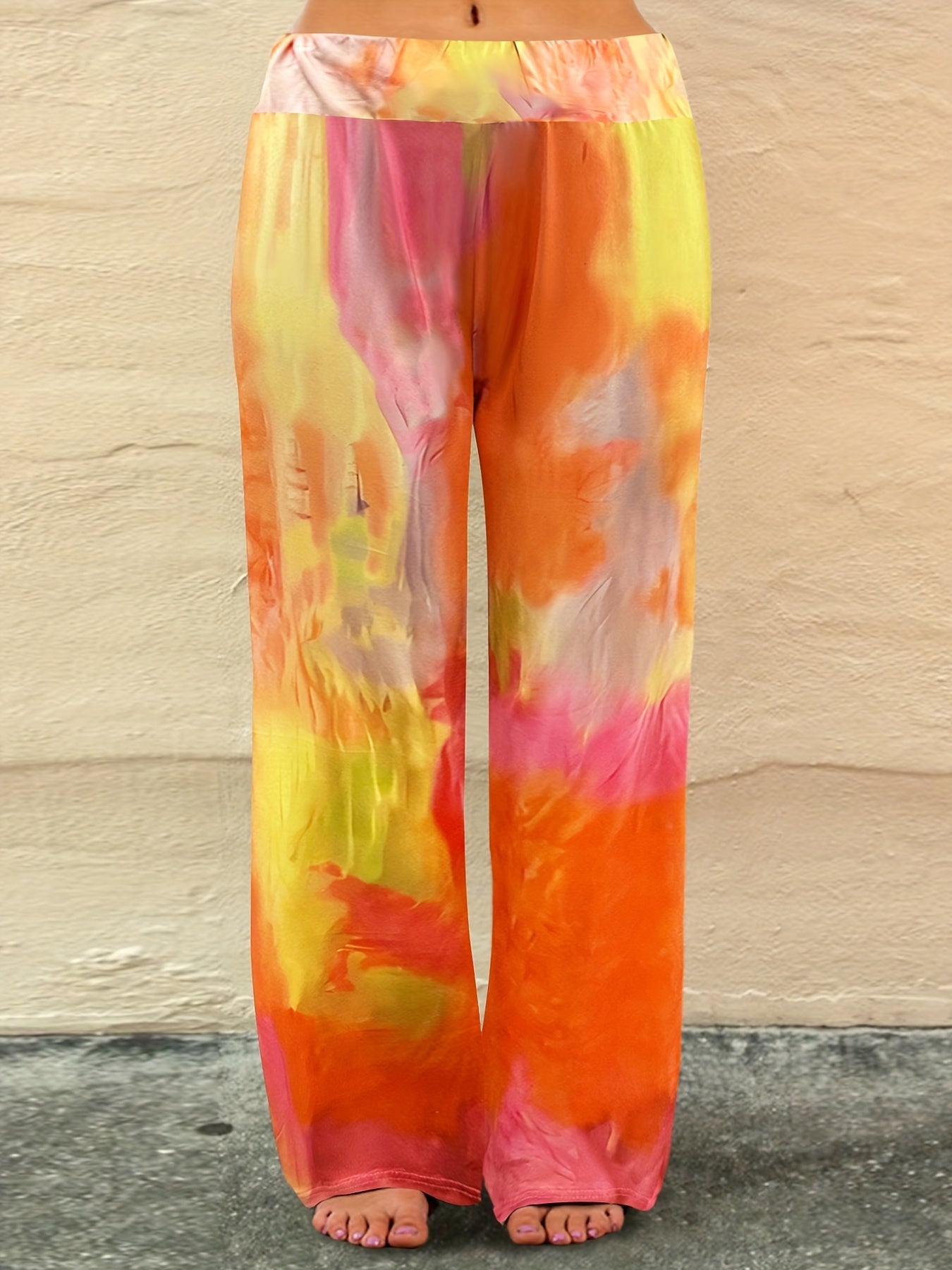  Tie Dye Wide Leg Pants with Elastic Waist