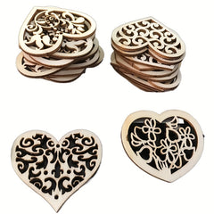 10pcs Wooden Love Flower Shapes for DIY Projects - 53mm