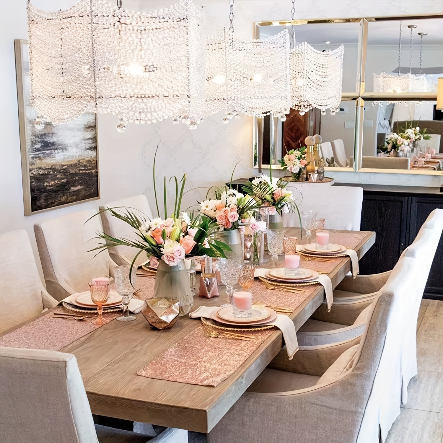 Rose Gold Sequin Table Runner for Party Decorations