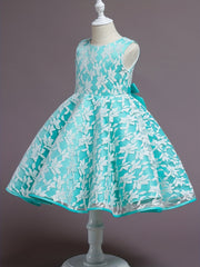 Girls Lace Floral Sleeveless Formal Dress For Kids