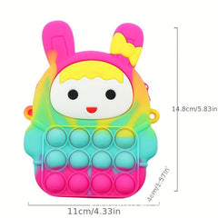 Funny Rabbit Shape Rainbow Crossbody Bag with Colorful Strap