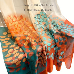 Leaves Printed Lightweight Scarf for Sunscreen