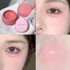 Matte Pink Cheek Tint Blusher Powder with Puff