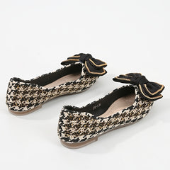 Women's Bow Decor Houndstooth Point Toe Flats