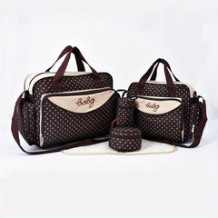 Polka Dot Large Mommy Bag 5pc Set Portable Mother Baby Diaper Bag