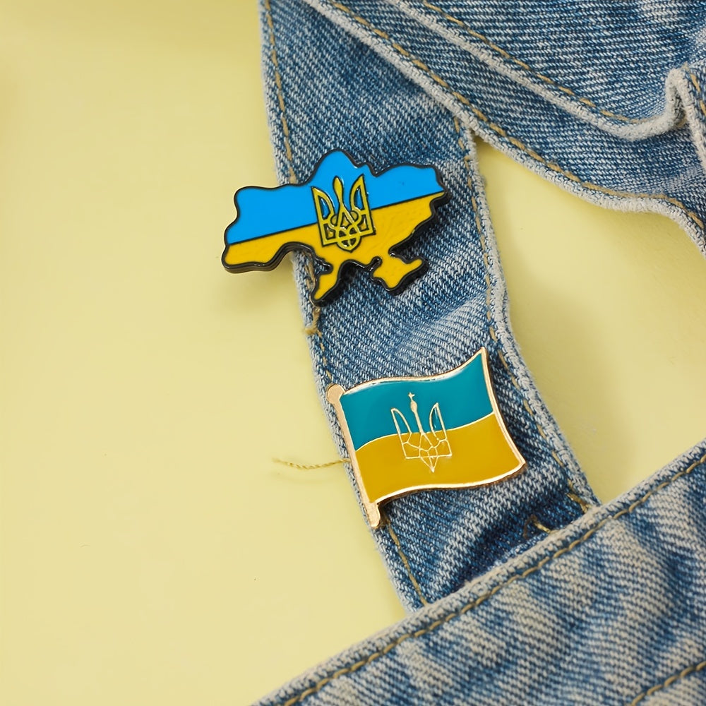Ukraine Flag Brooch Pin - Patriotic Ukrainian Flag Jewelry
