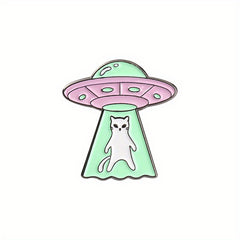 Escape Alien Cat Enamel Pins Funny Bag Brooch Lapel Badge Cartoon