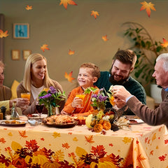 Thanksgiving Tablecloth Disposable Fall Pumpkin Maple Leaf Table Cover