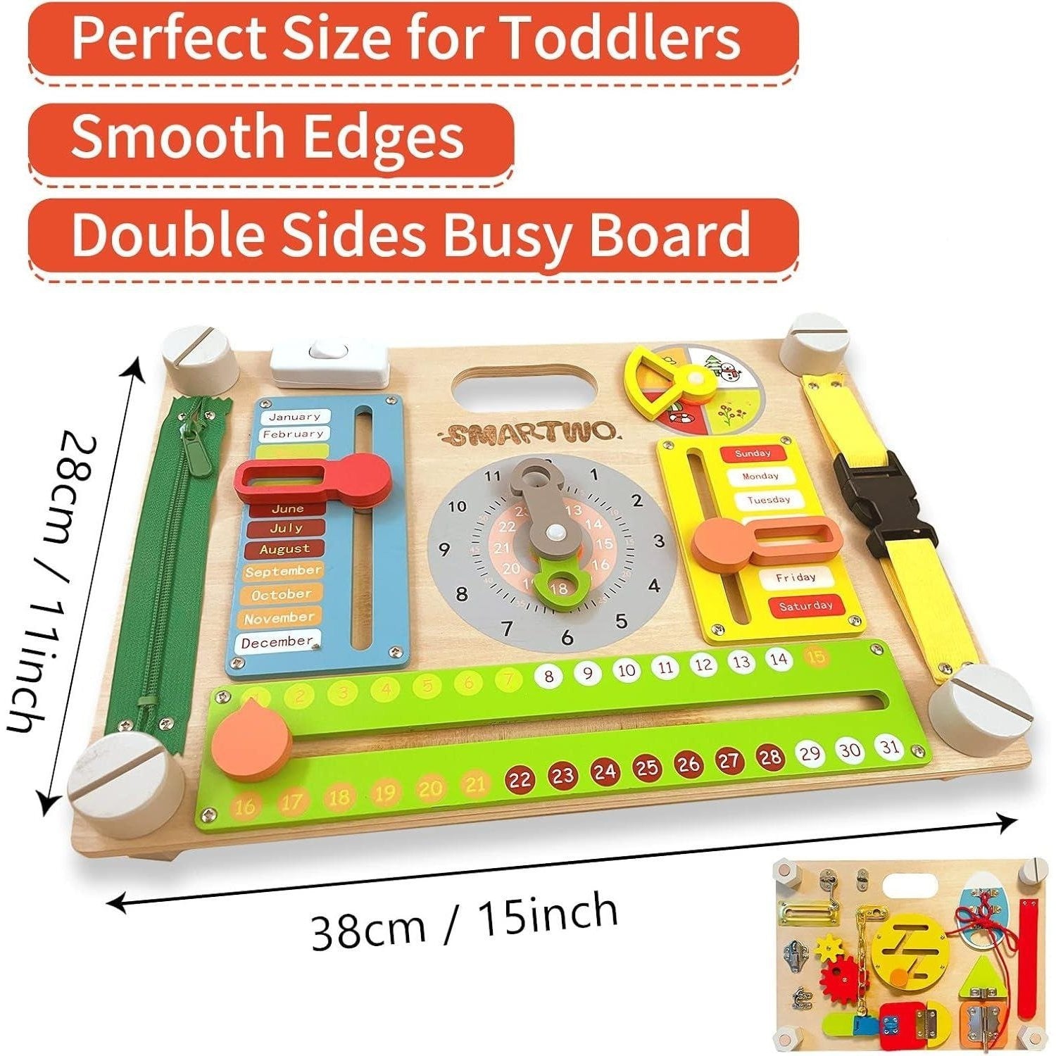 Large Wooden Busy Board for Toddlers 3 Years Old Busy Activity Board