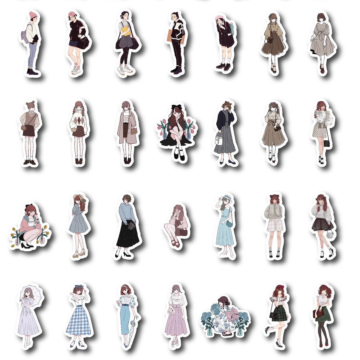 50 Waterproof Cartoon Stickers for Notebooks and Water Bottles
