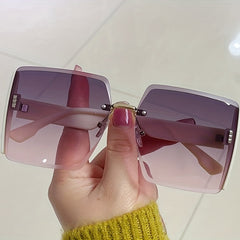 Ombre Rimless Sunglasses UV400 Sun Shades Square Beach Travel