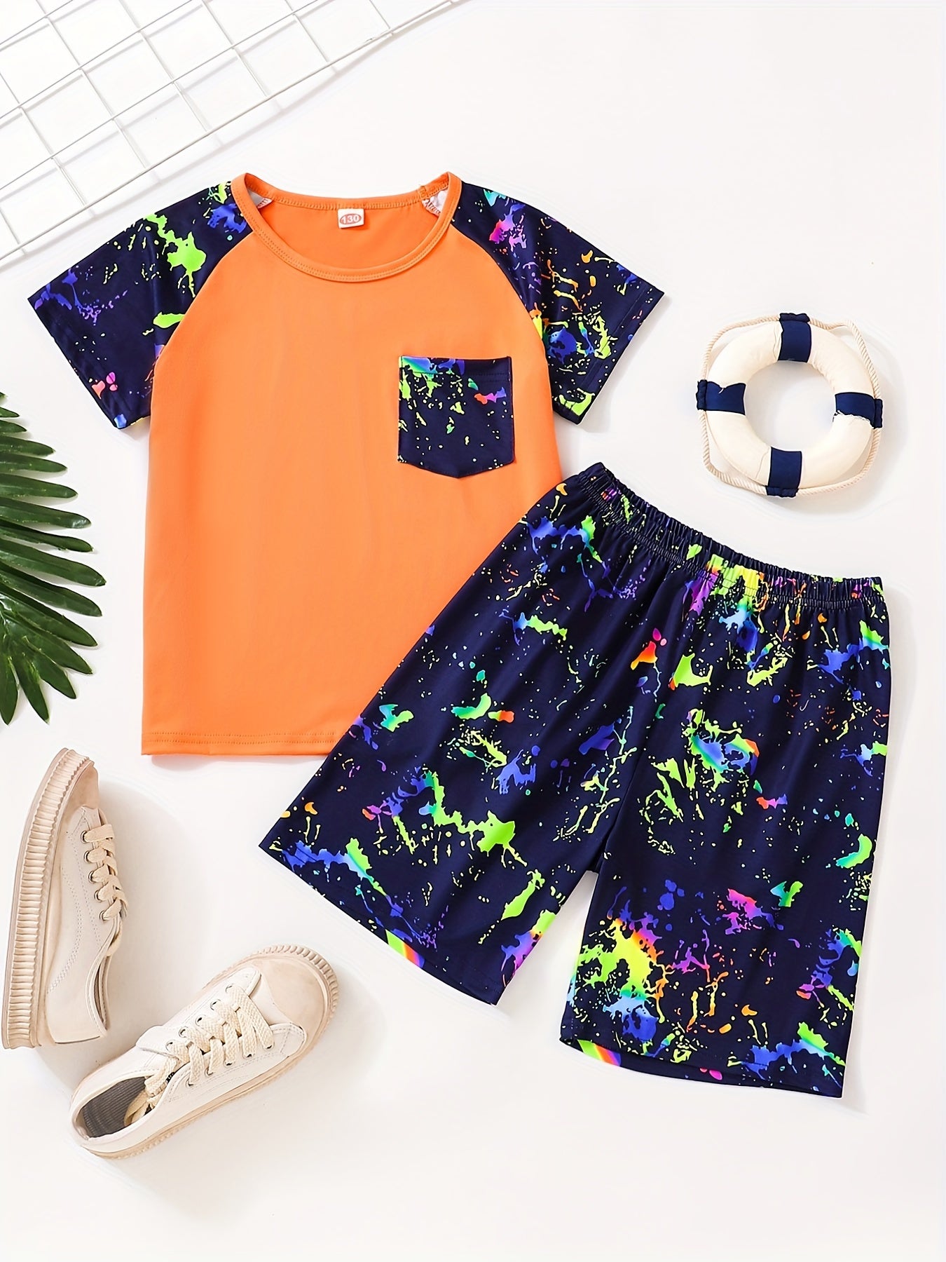 Boys Tie Dye T shirt Matching Shorts Kids Clothes Summer