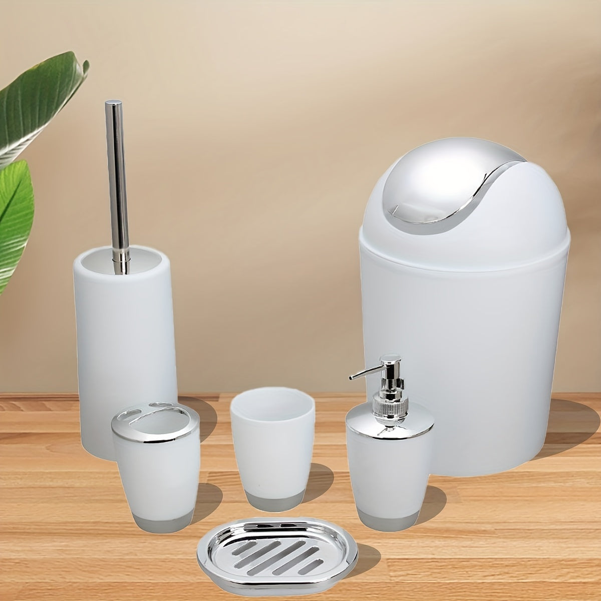 6pcs Bathroom Accessories Set Toothbrush Holder Soap Dispenser