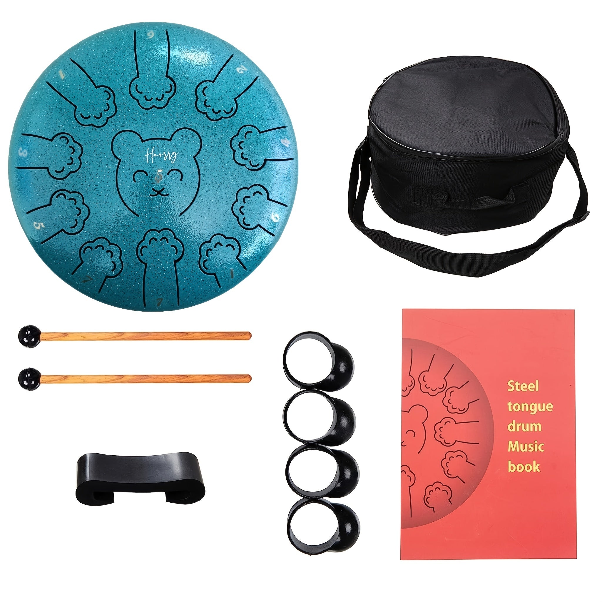 25cm 11-tone Panda Steel Tongue Drum Percussion Set