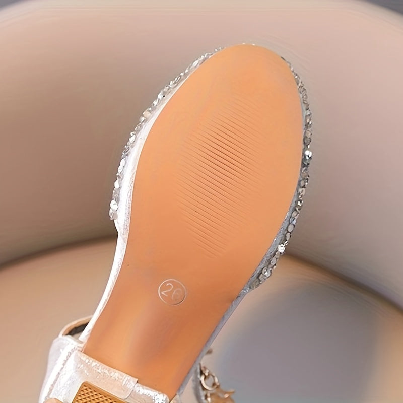 Sequin High Heeled Sandals for Girls Breathable Lightweight Dress Shoes