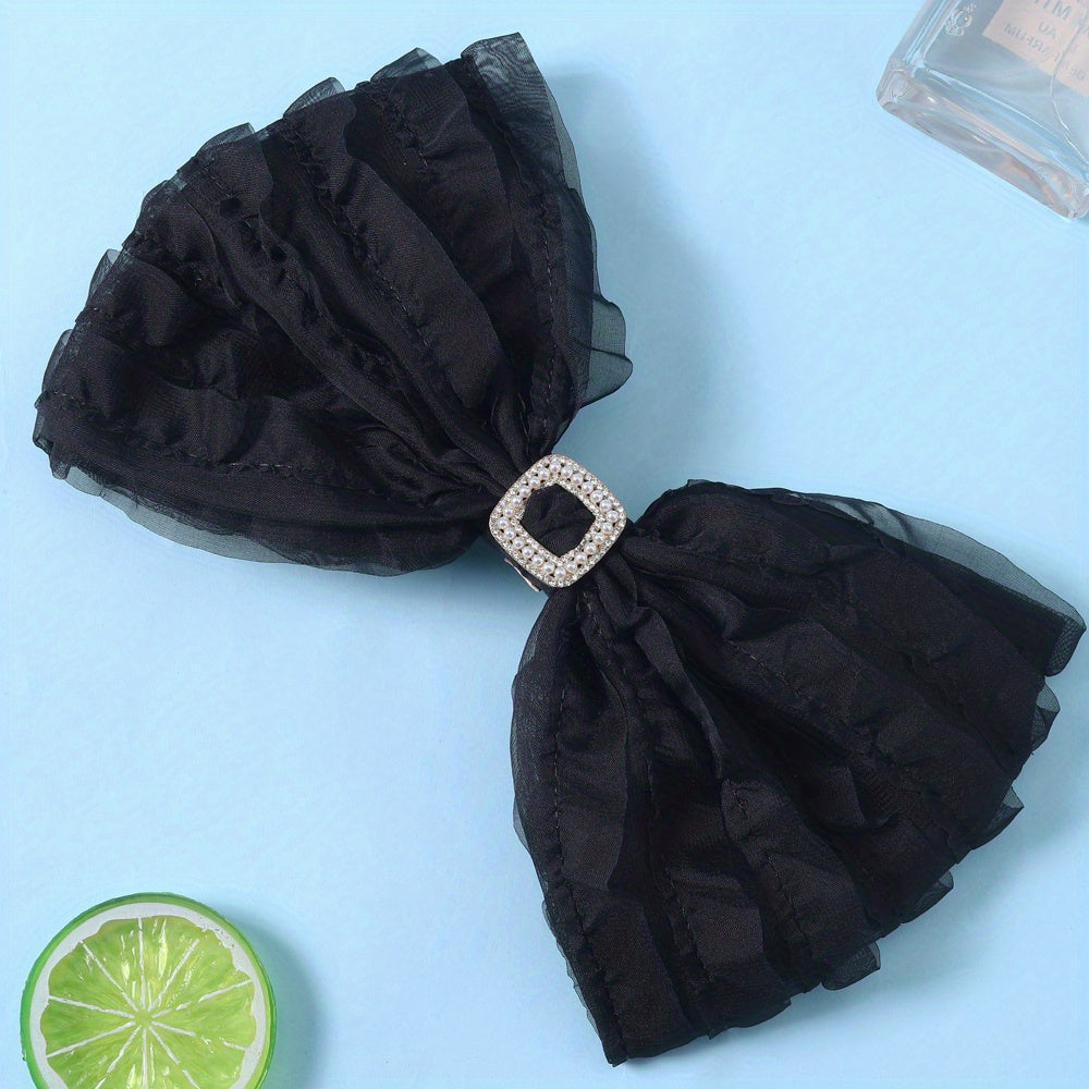 Sweet Fabric Bowknot Hair Clip for Side Hair Bun