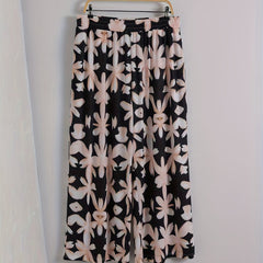  Women's Floral Print Wide Leg Trousers