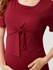 Maternity Casual Short Sleeve Dress for Summer Nursing Breastfeeding
