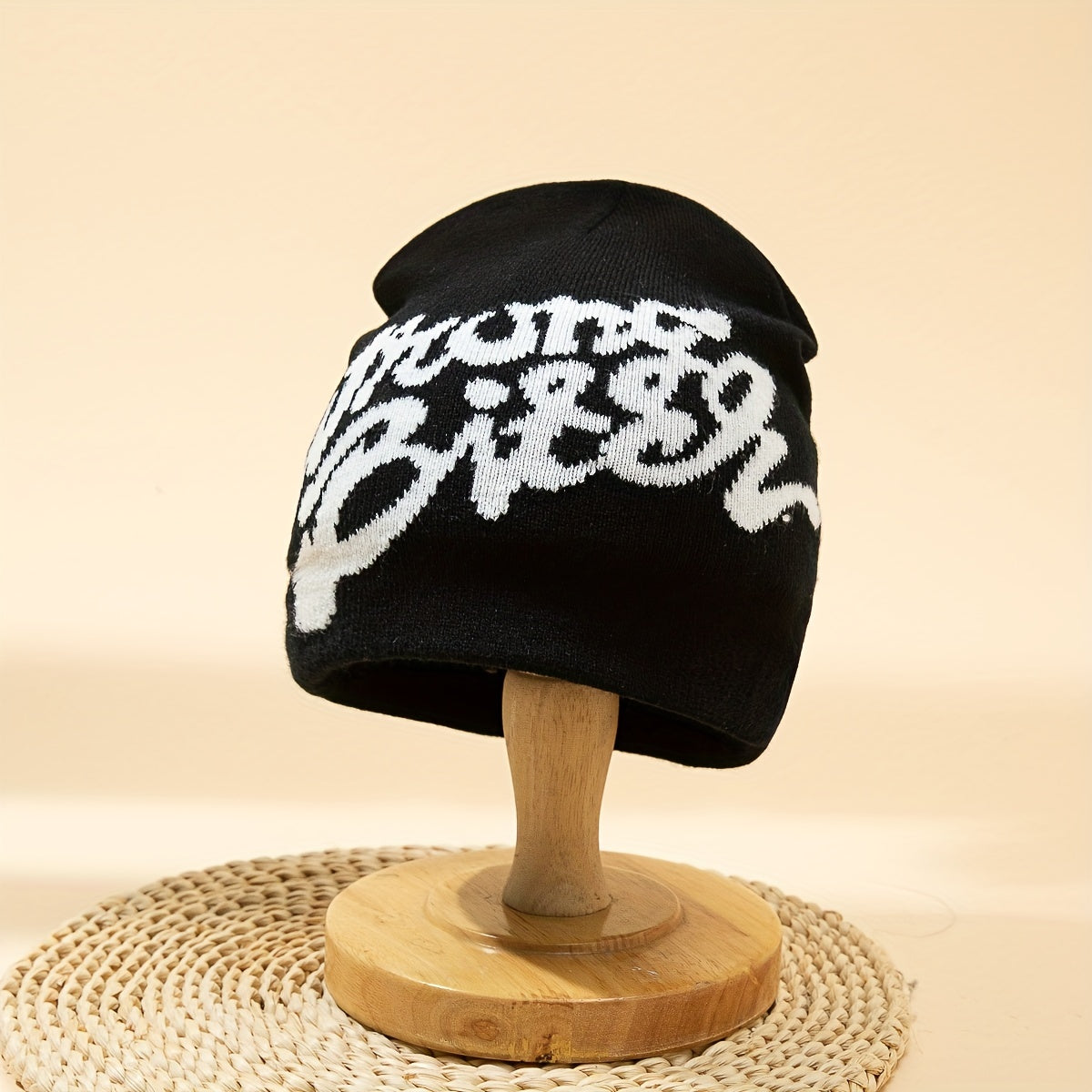 Y2K Letter Jacquard Beanie Elastic Hip Hop Knit Hat