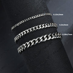 Men's Silver Stainless Steel Chain Bracelet Cuban Link Domineering Style