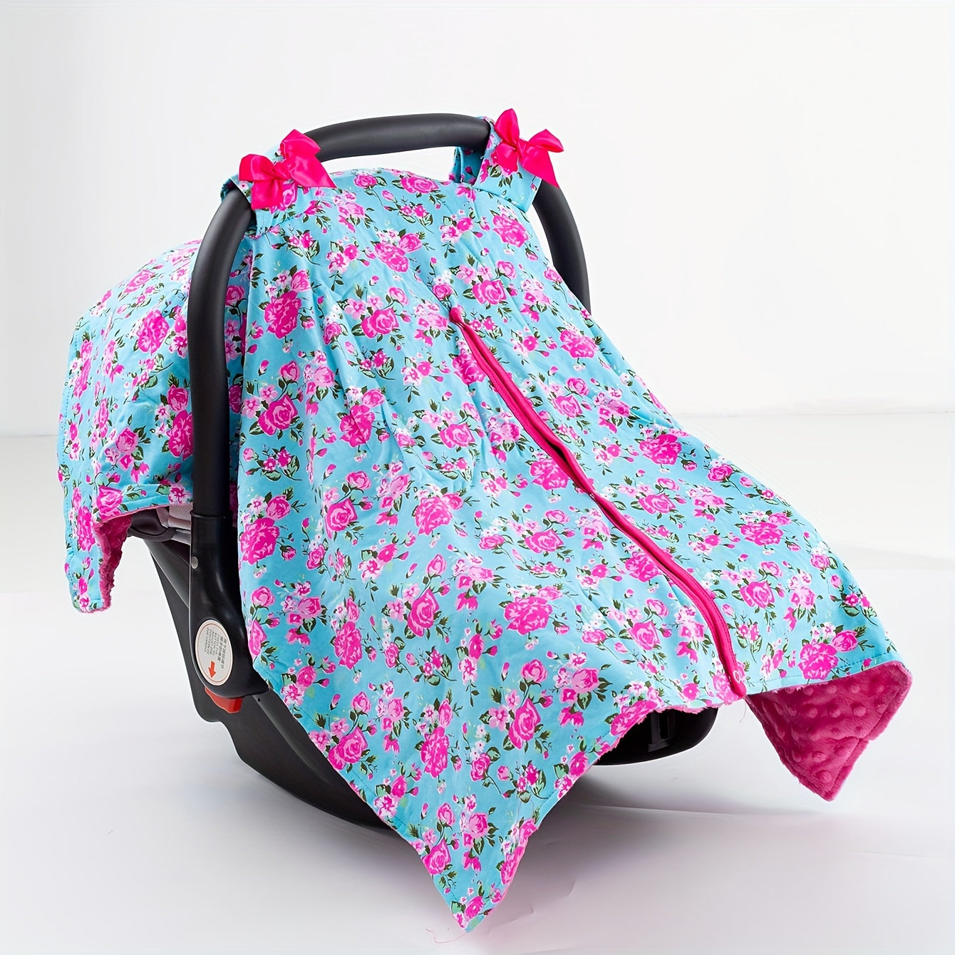 Pink Flowers Print Girls Car Seat Sunshade Cover Canopy