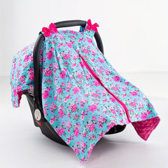 Pink Flowers Print Girls Car Seat Sunshade Cover Canopy