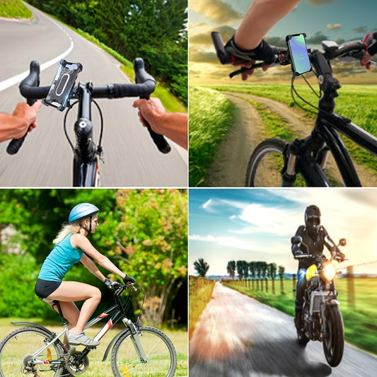 Bike Cell Phone Holder Motorcycle Automatic Lock Anti Shake Silicone Holder