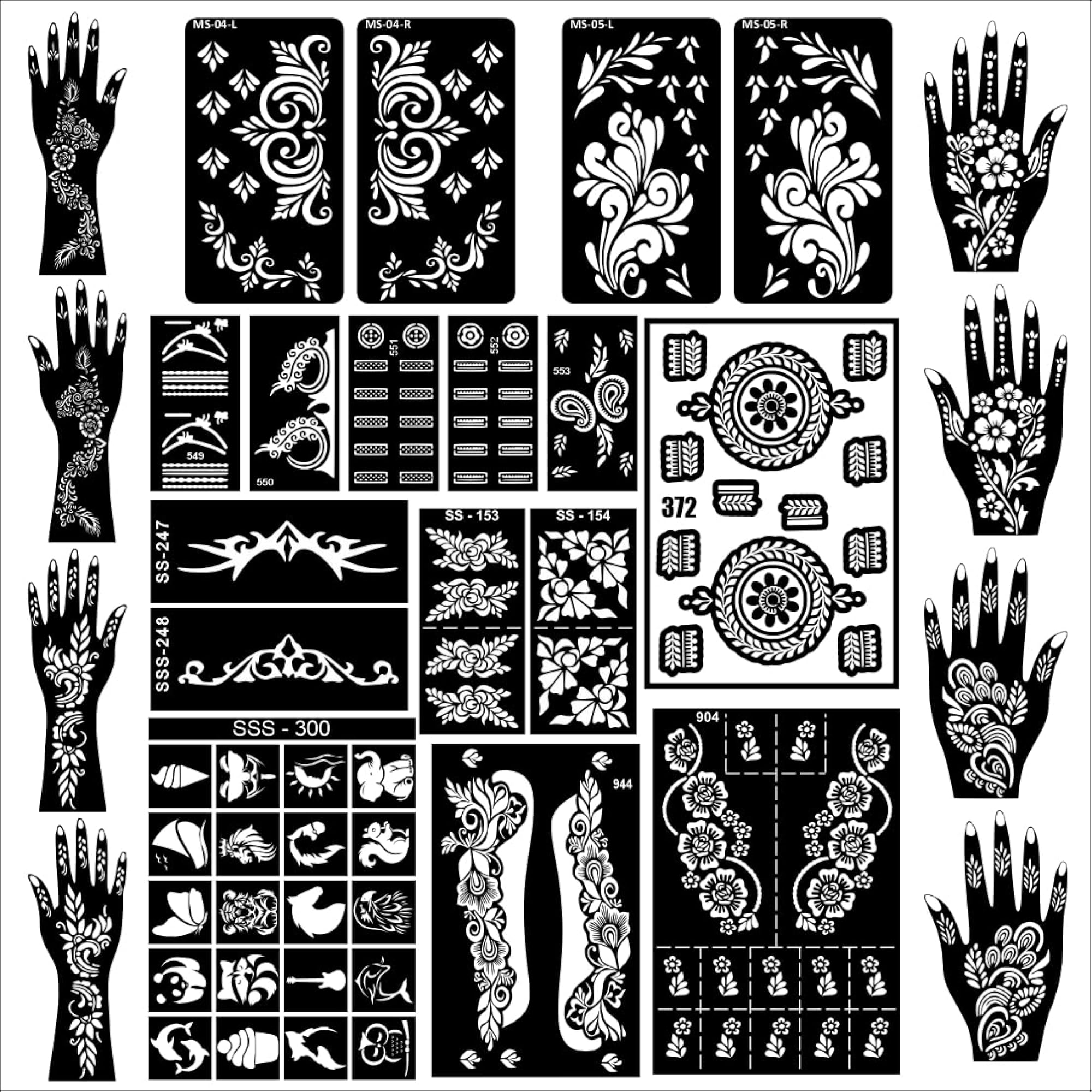 Beautiful Mehndi Stencil Sticker Set with Multiple Designs – CRAZE