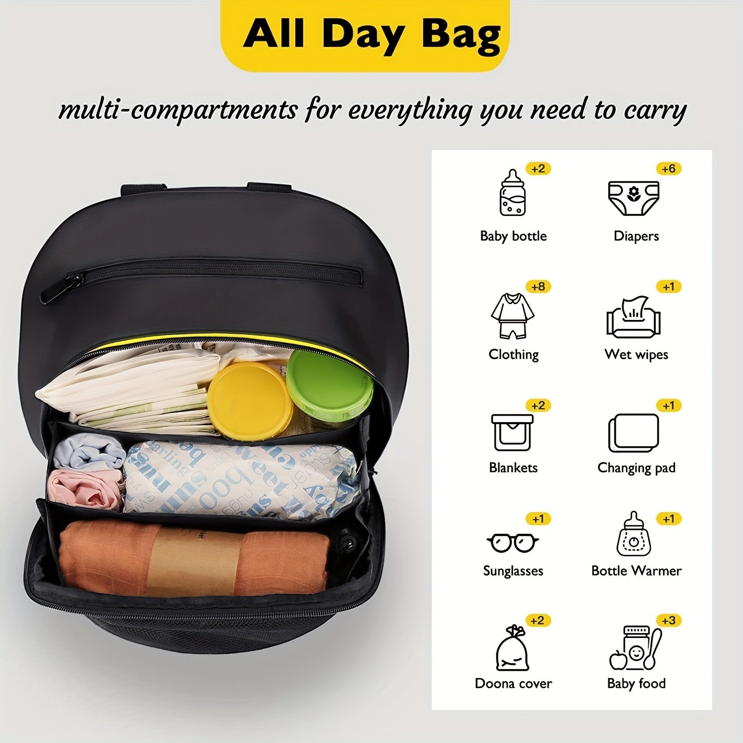 Large Capacity Diaper Bag Backpack with Bottle Holder & Phone Pocket