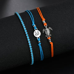 Vintage Style Anklet Set Sea Turtle Shape Pendant Adjustable Foot Jewelry