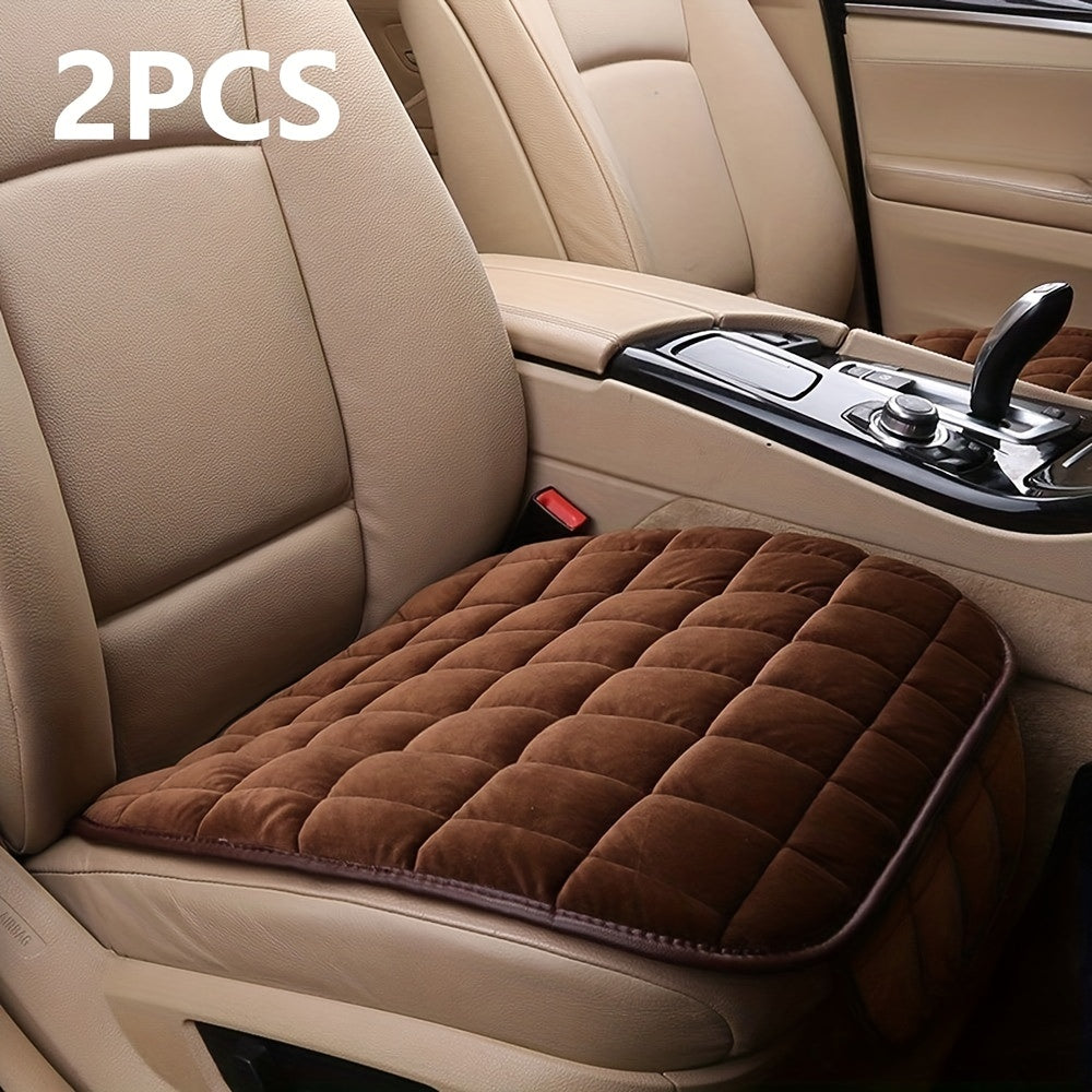 2pcs Winter Car Seat Cover Cushion Anti-slip Front Chair Pad