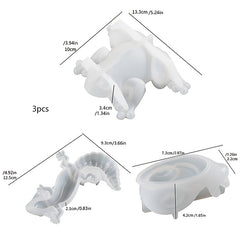 3 Pcs Animal Epoxy Mold Simulation Snail Frog Lizard Shape Silastic Mould