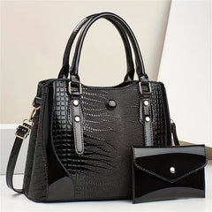 Vintage Crocodile Embossed PU Leather Handbags Set