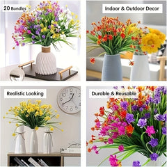4pcs UV Resistant Artificial Plants for Home & Garden Decoration