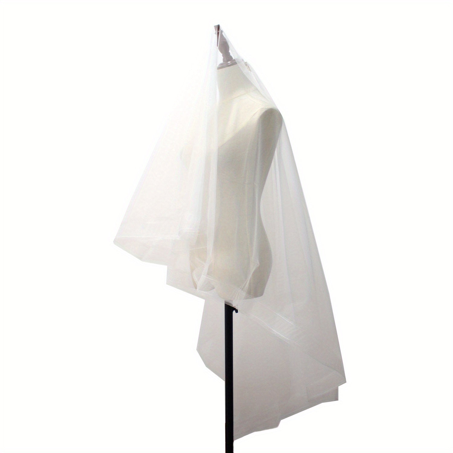 Double Layer Bridal Veil with Comb Stretchable Nylon Wedding Accessory Tulle