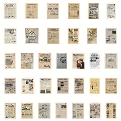 Vintage Newspaper Stickers - 63pcs Retro Waterproof Vinyl Sticker