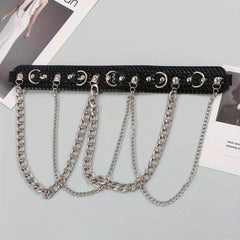 Double Layer Belt PU Leather Rivet Wide Belt Dress Coat Girdle