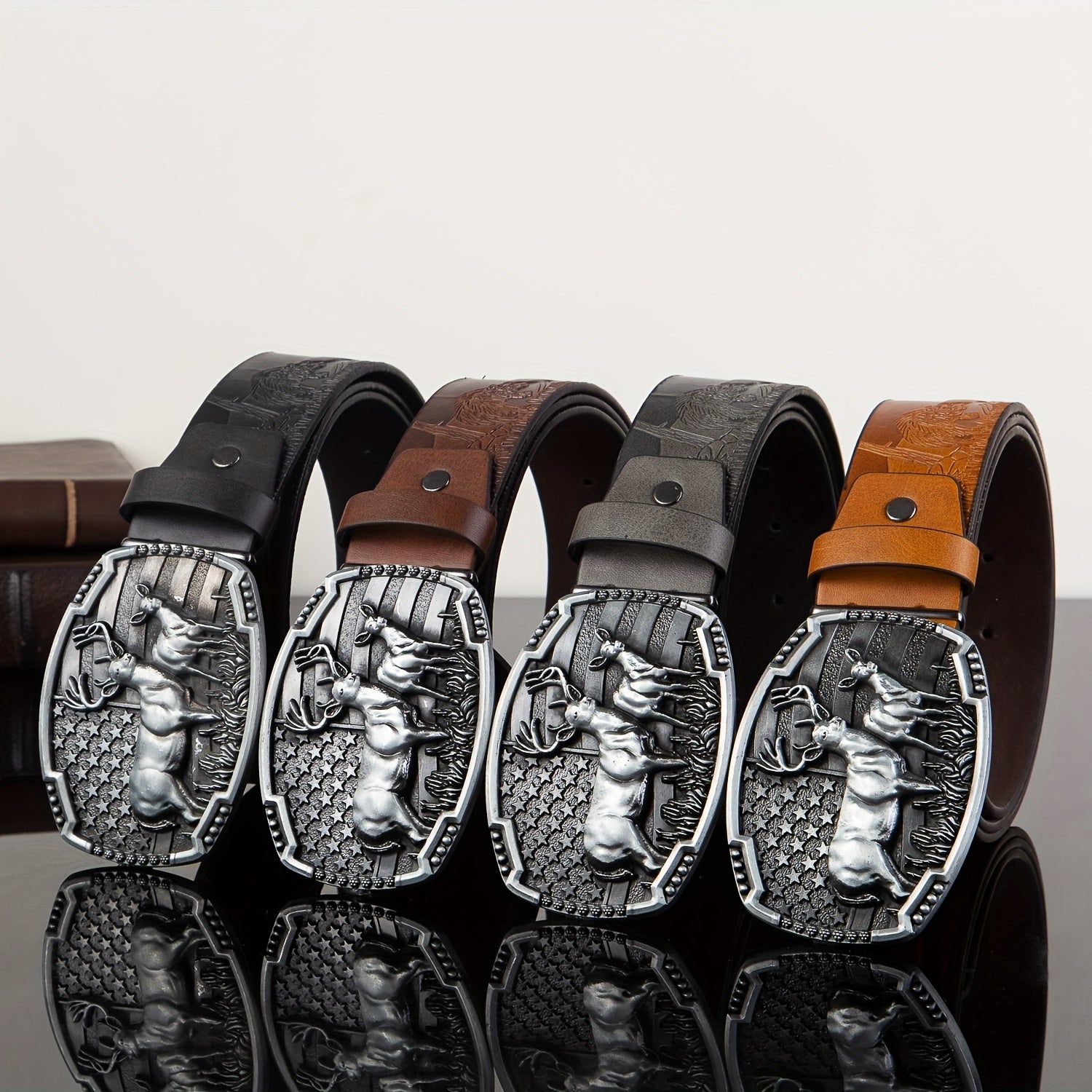 Arrival Elk Eagle Animal Men's Leather Belt Hip Hop Western Cowboy Belt