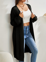 Long Length Knit Cardigan Open Front Sweater Women's Clothing