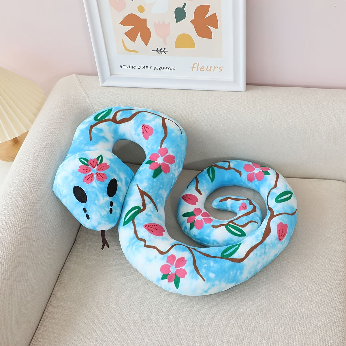 Realistic Planted Snake Plush Toy Skull Snake Peach Blossom Green Snake Doll