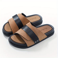 Men's Dull Polished Slip On Outdoor Slides Summer Slippers
